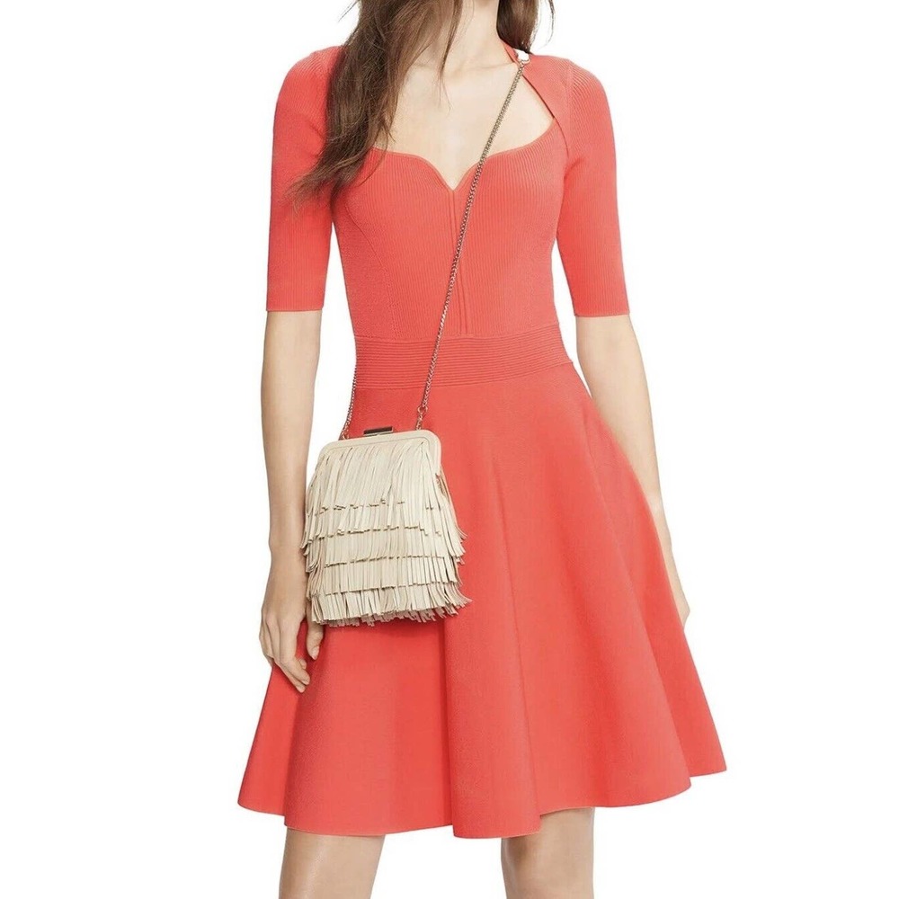Ted Baker Mills Dress Orange Sweetheart Fit And Flare Sz 0 Rubbed Boho